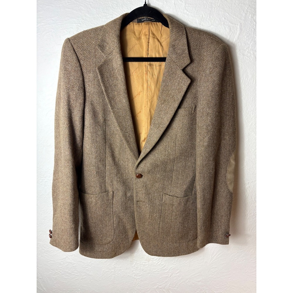 Vintage Yves Saint Laurent YSL Herringbone Wool Blazer Elbow made in France